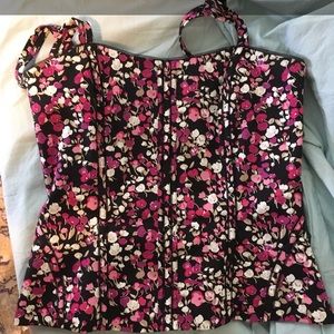 WHBM zip up corset w floral pattern boning size 4